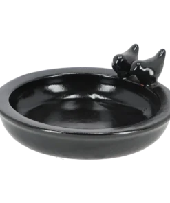 Keramieken vogelbad rond – zwart, 29 cm
