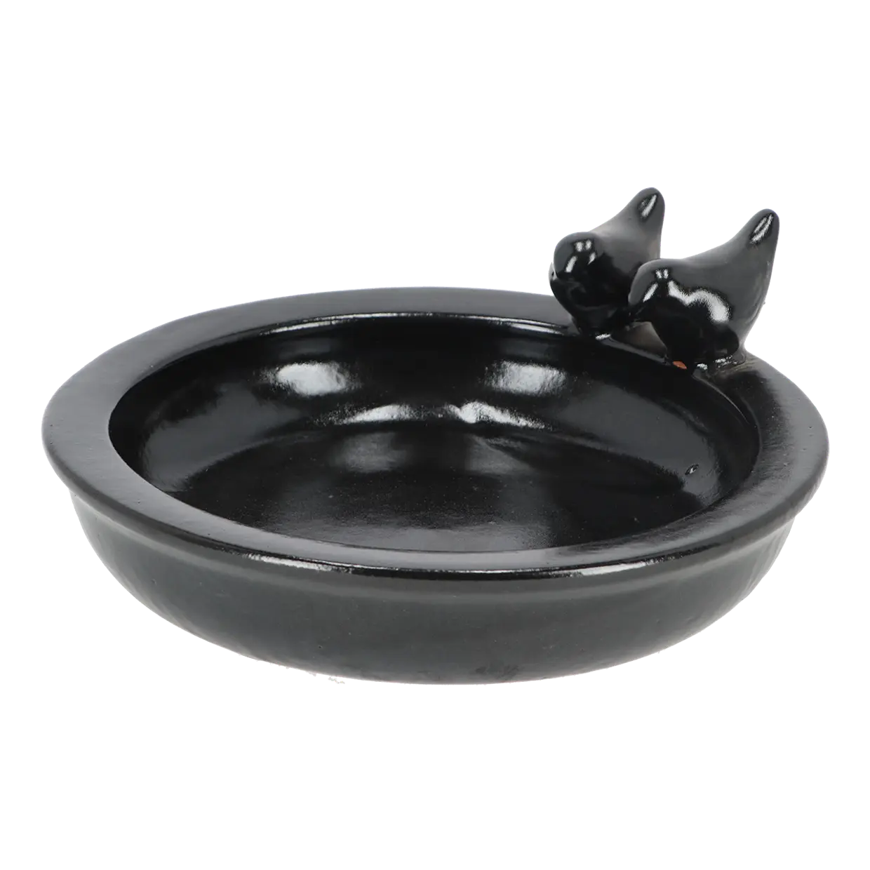 Keramieken vogelbad rond – zwart, 29 cm