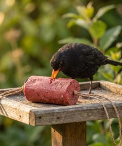 Merel eet van energierol bessen – The Bird Family