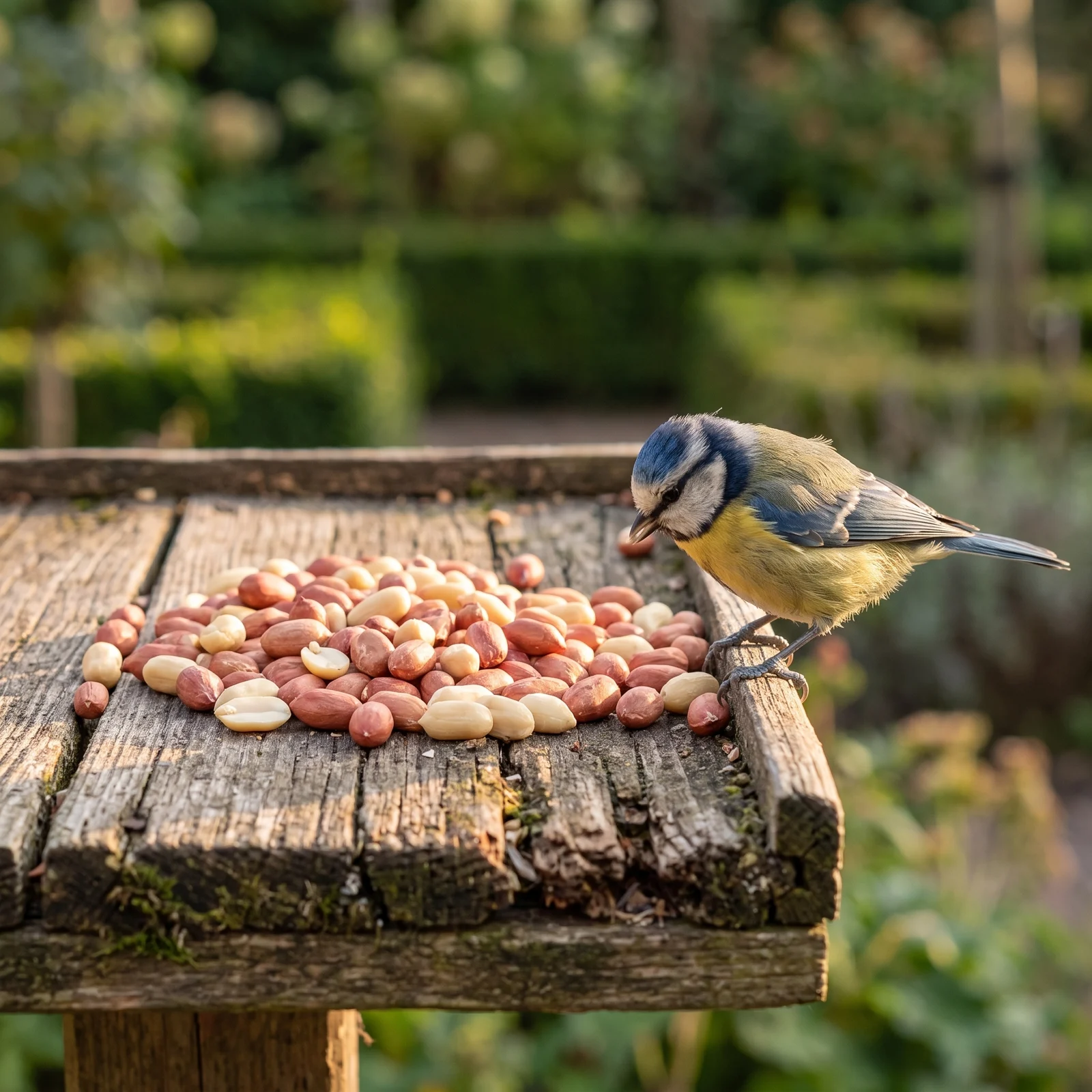 Pimpelmees eet gepelde pinda's – The Bird Family