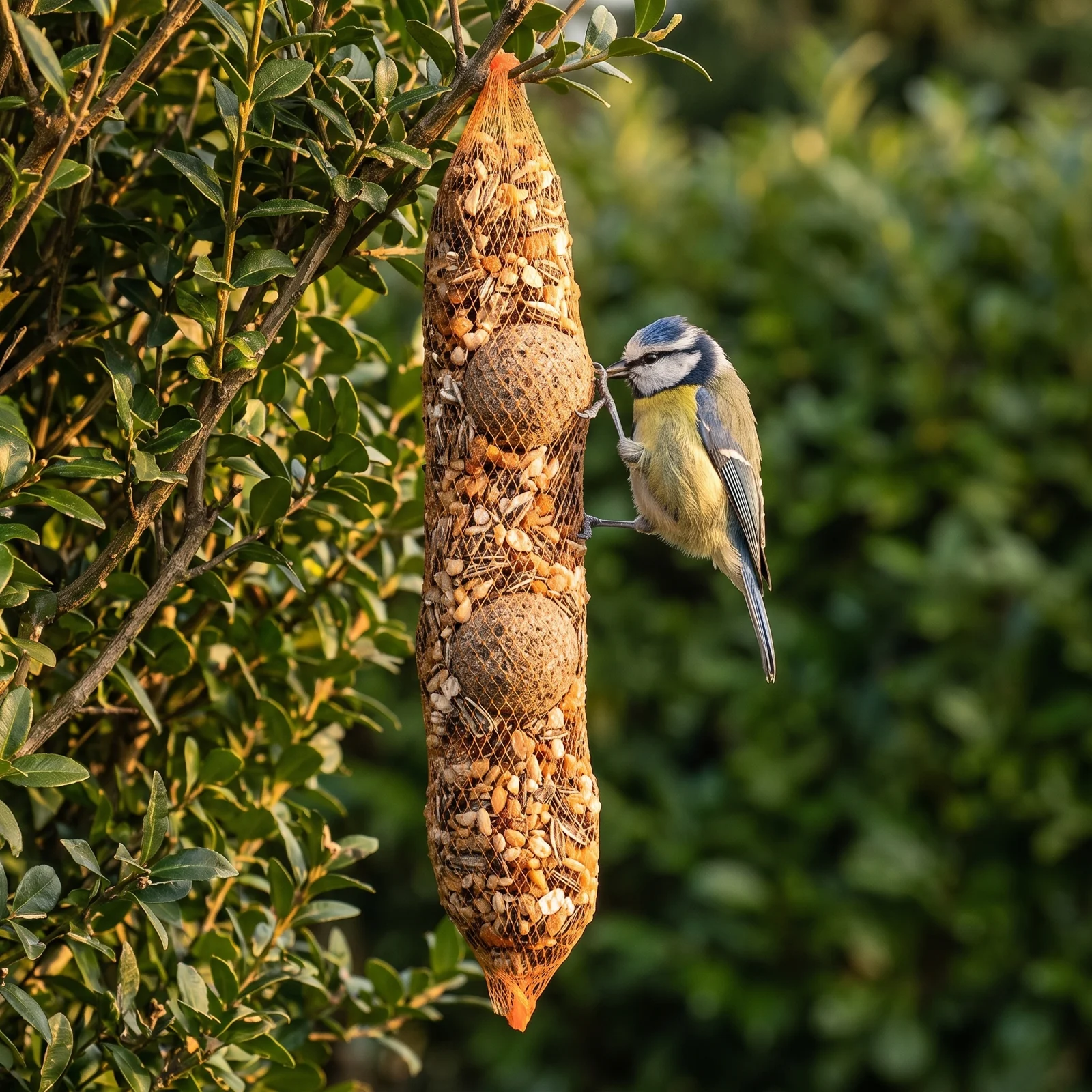 Pimpelmees eet van rozijnenmixslinger – The Bird Family