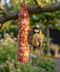 Koolmees eet van pindaslinger – The Bird Family