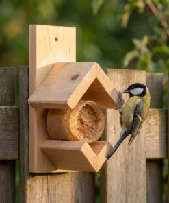 Koolmees eet bij pindakaaspothouder – The Bird Family