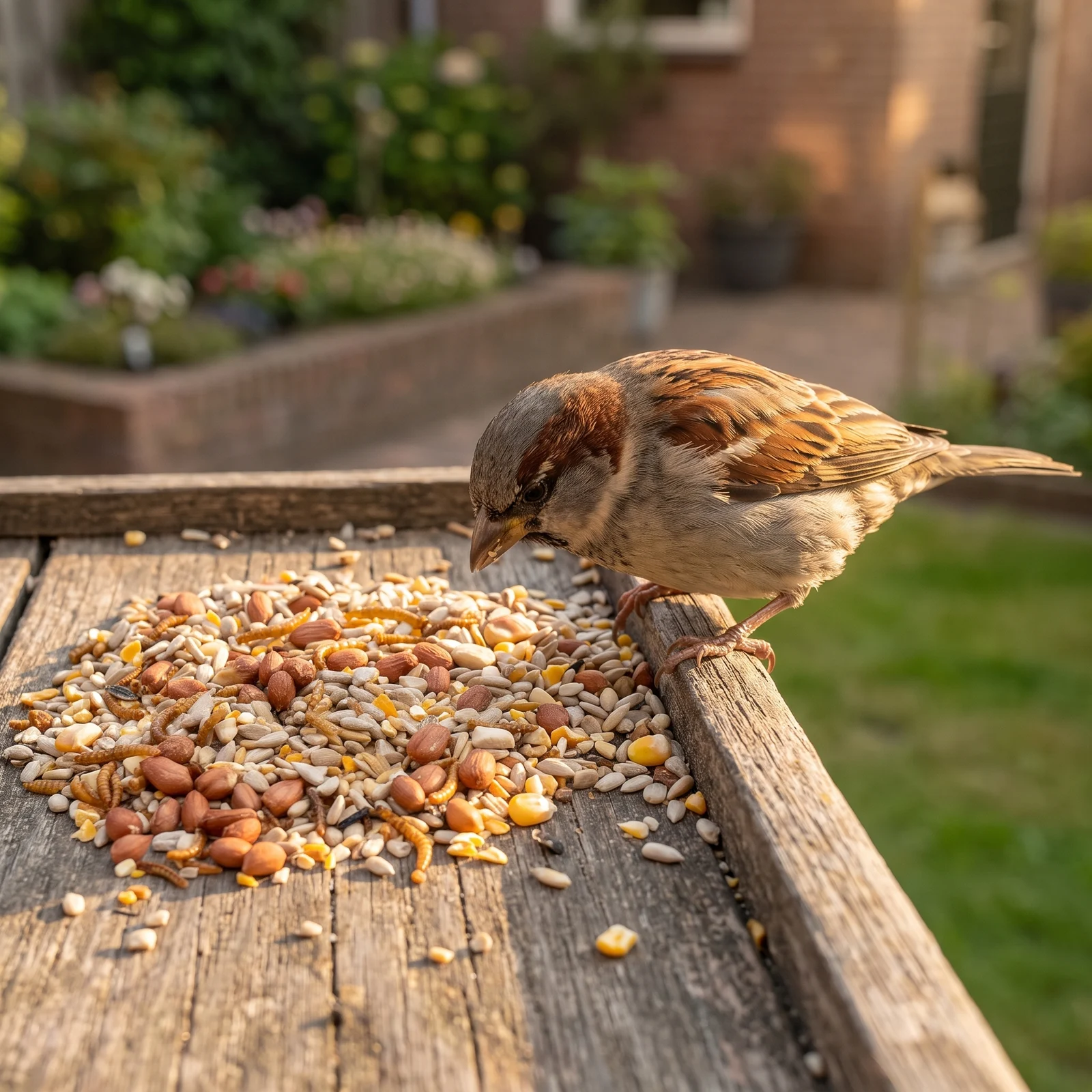 Huismus eet strooivoer High Energy Plus met meelwormen en pinda's – The Bird Family