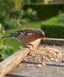 Vink eet strooivoer High Energy Plus met gepelde pinda's – The Bird Family