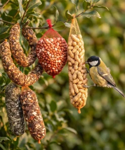 Koolmees eet van vogelvoer slingerpakket – The Bird Family