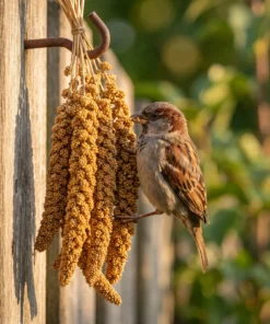 Huismus eet van trosgierst – The Bird Family