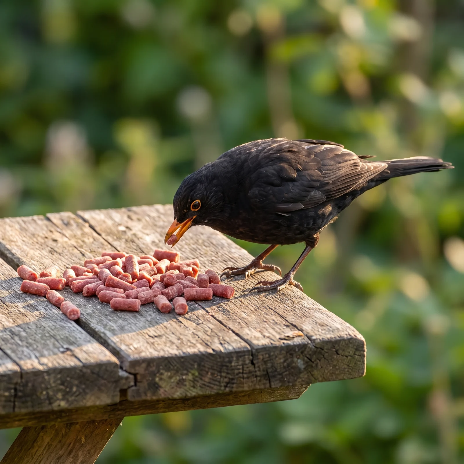 Merel eet bessen vetpellets – The Bird Family