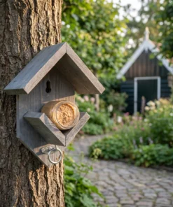 Pindakaaspothouder grijs in de tuin – The Bird Family