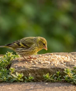 Sijs eet pindastukjes – The Bird Family