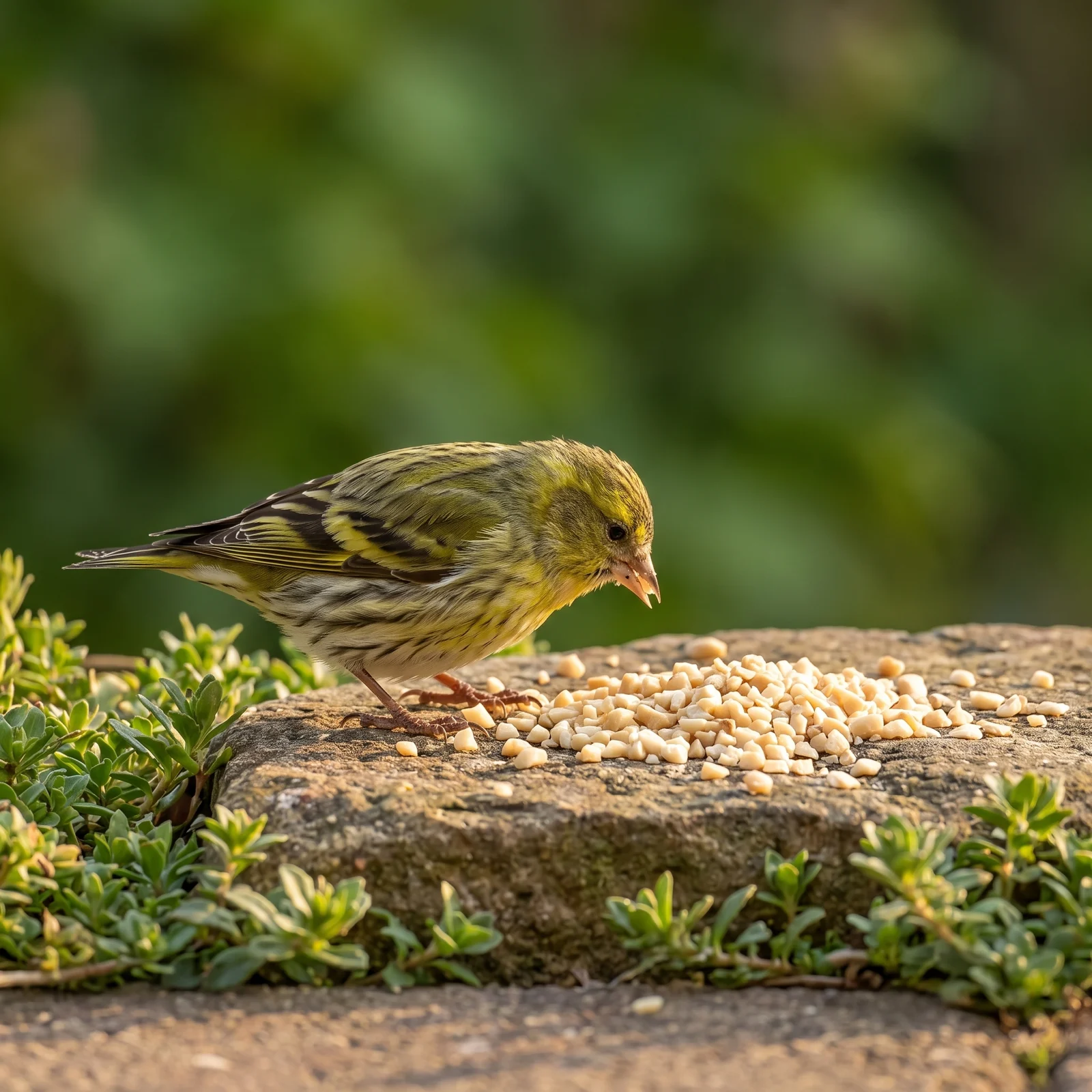 Sijs eet pindastukjes – The Bird Family