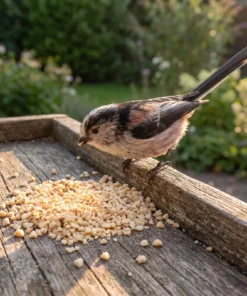 Staartmees eet pindastukjes – The Bird Family
