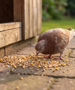 Postduif eet sierduivenvoer – The Bird Family