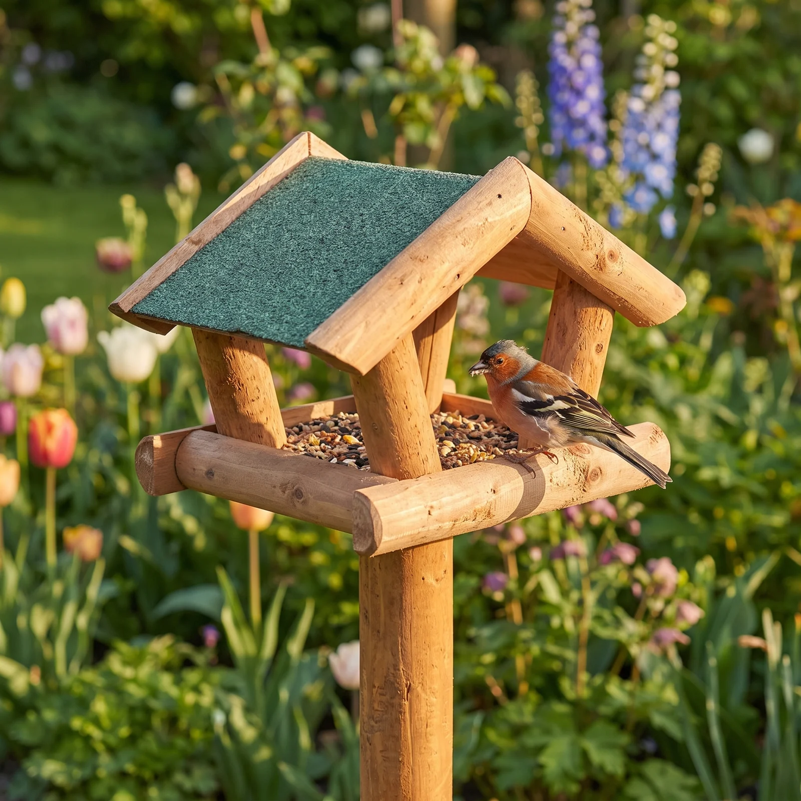 Vink bij paalvoederhuis groen – The Bird Family