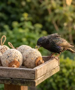 Spreeuw eet van reuze vetbol high energy plus – The Bird Family