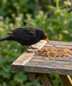 Merel eet strooivoer Excellent meelworm en fruit – The Bird Family