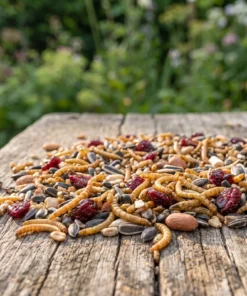 Strooivoer Excellent meelworm en fruit op een voedertafel in de tuin – The Bird Family