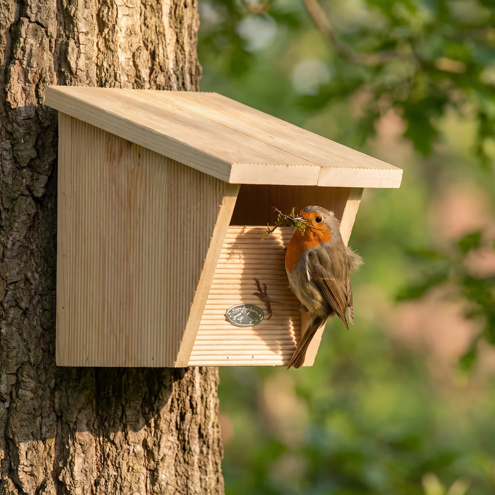 Roodborst bij roodborst comfort nestkast – The Bird Family