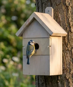 Pimpelmees bij nestkast Lotus – The Bird Family