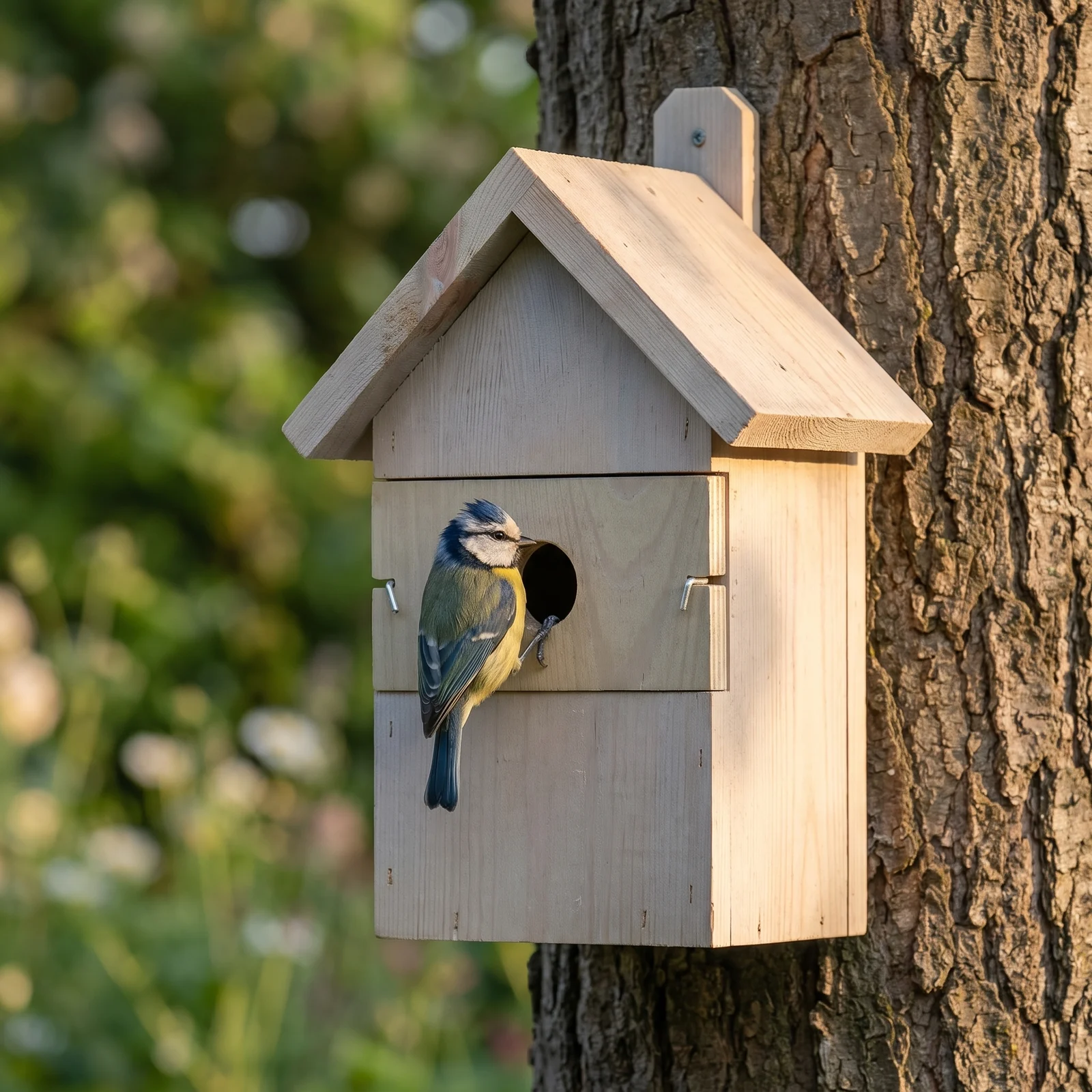 Pimpelmees bij nestkast Lotus – The Bird Family