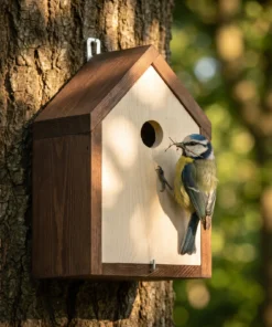 Pimpelmees bij nestkast Nutan – The Bird Family