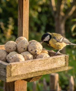 Koolmees eet van vetbollen premium granola – The Bird Family
