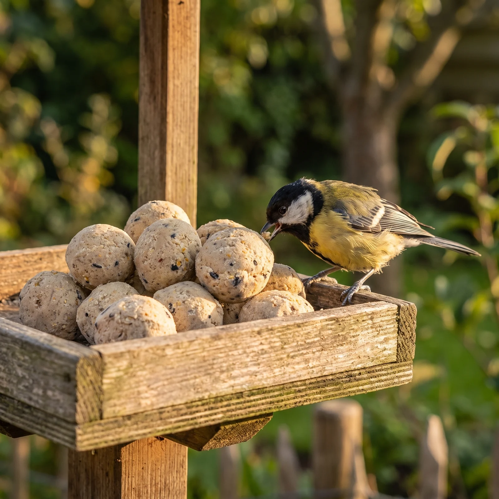 Koolmees eet van vetbollen premium granola – The Bird Family