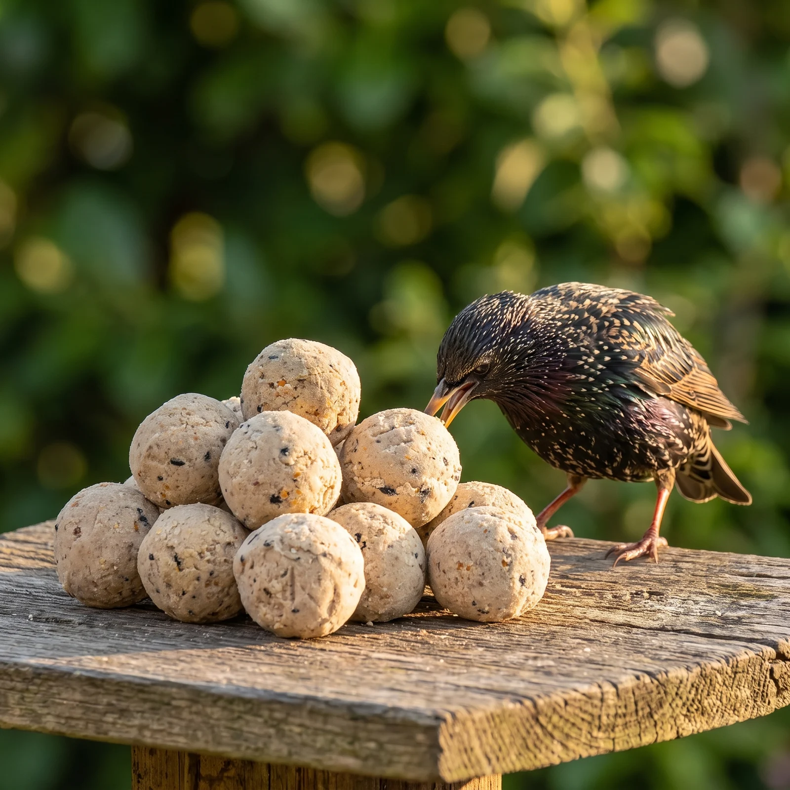 Spreeuw eet van vetbollen premium granola – The Bird Family