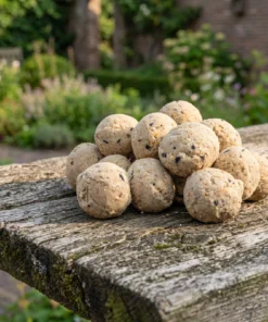 Vetbollen premium granola in de tuin – The Bird Family