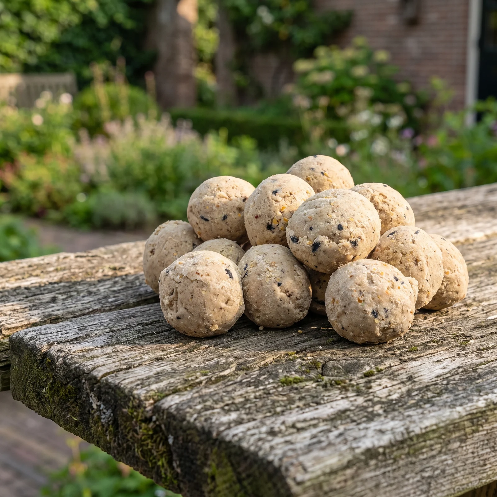 Vetbollen premium granola in de tuin – The Bird Family