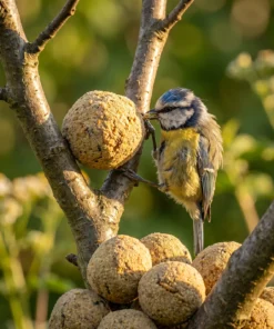 Pimpelmees eet van vetbollen premium meelworm – The Bird Family