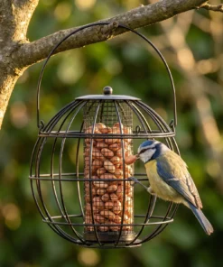 Pimpelmees eet uit pindasilo Alant – The Bird Family