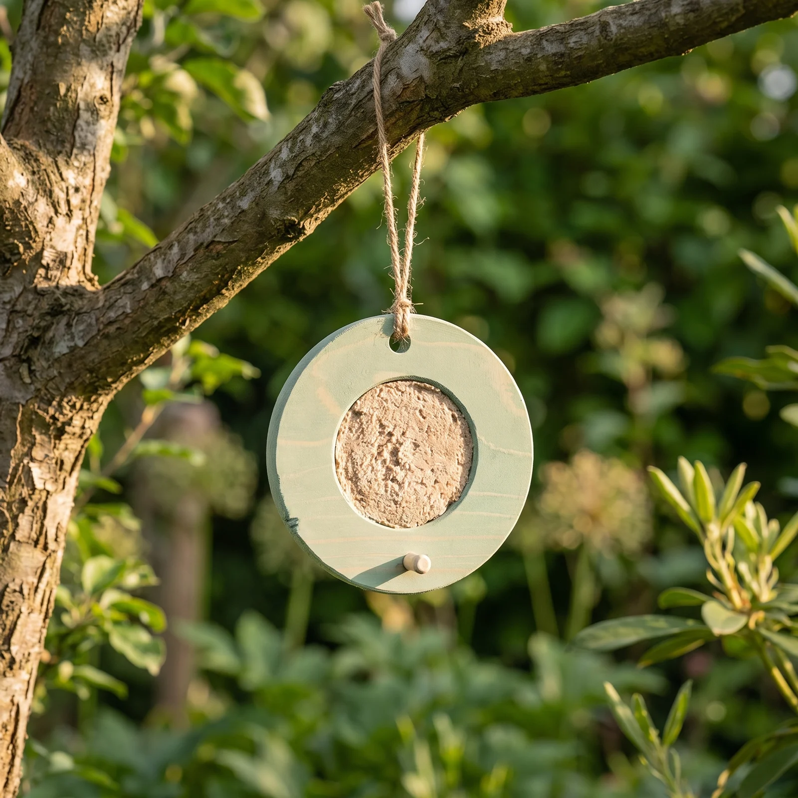 Vogelmousse voederring groen in de tuin – The Bird Family